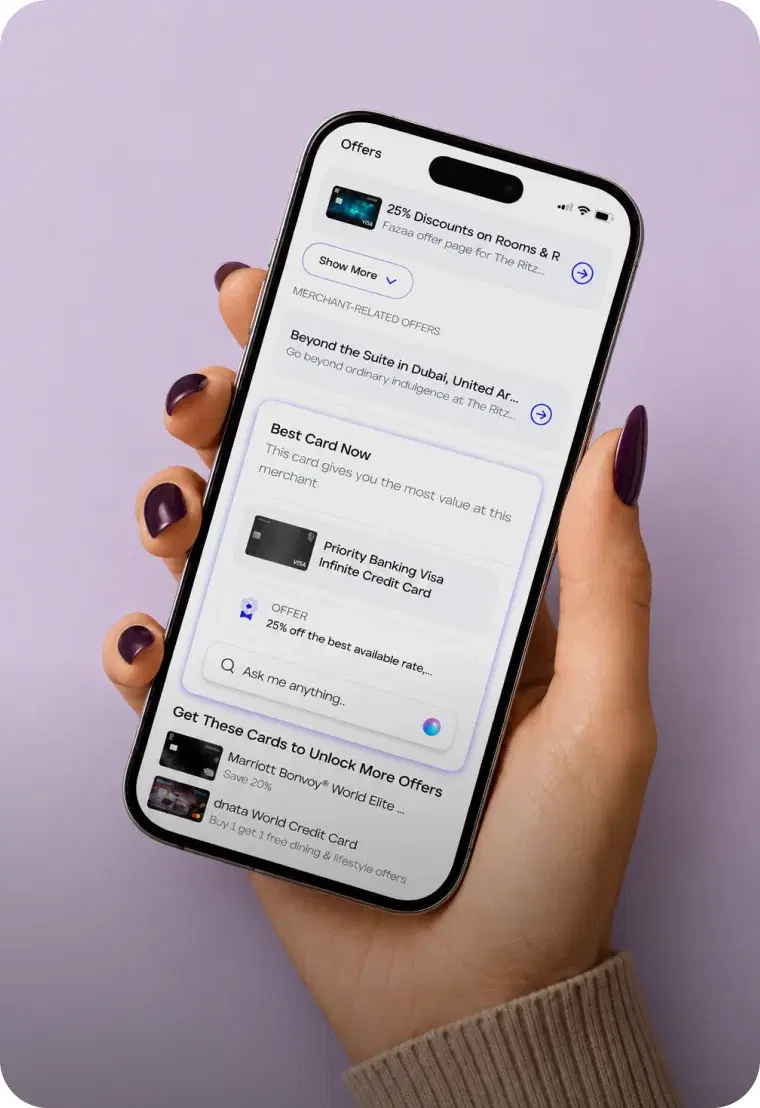 Hand holding a phone running the Cence app